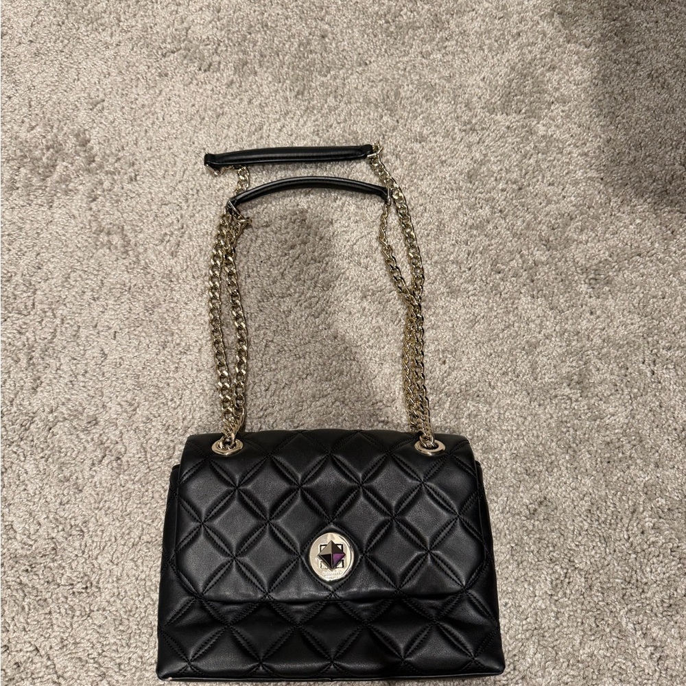 Kate Spade Black Quilted Shoulder Bag with Gold Chain